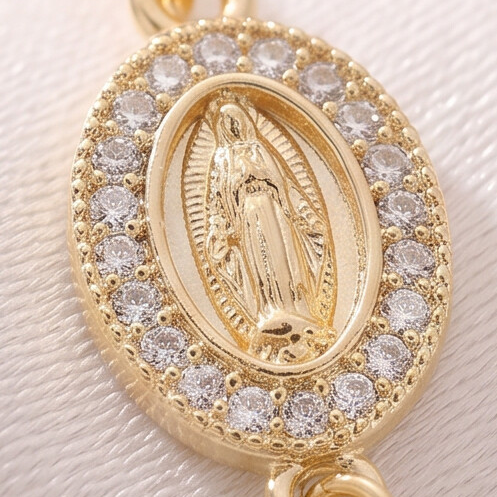Bracciale Croce e Vergine Maria (Placcato In Oro)