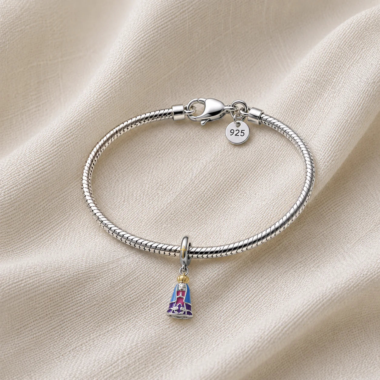Charm Madonna dal Manto Rosa (Argento 925)