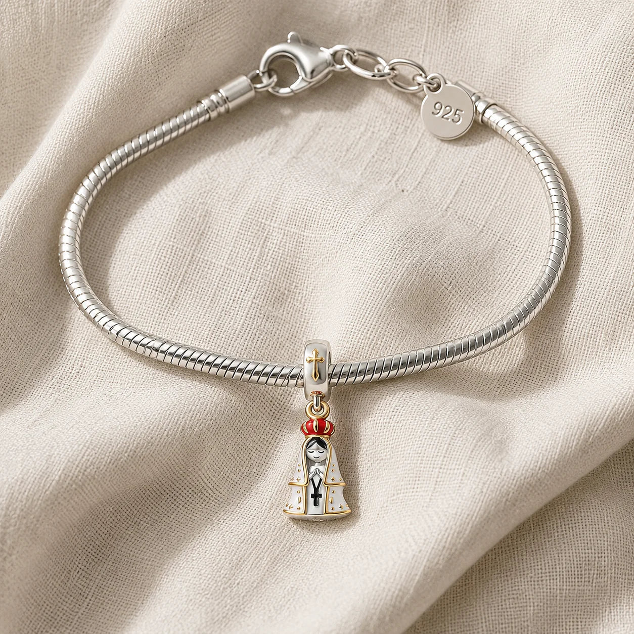 Charm Madonna di Fatima, Messaggera di Pace (Argento 925)