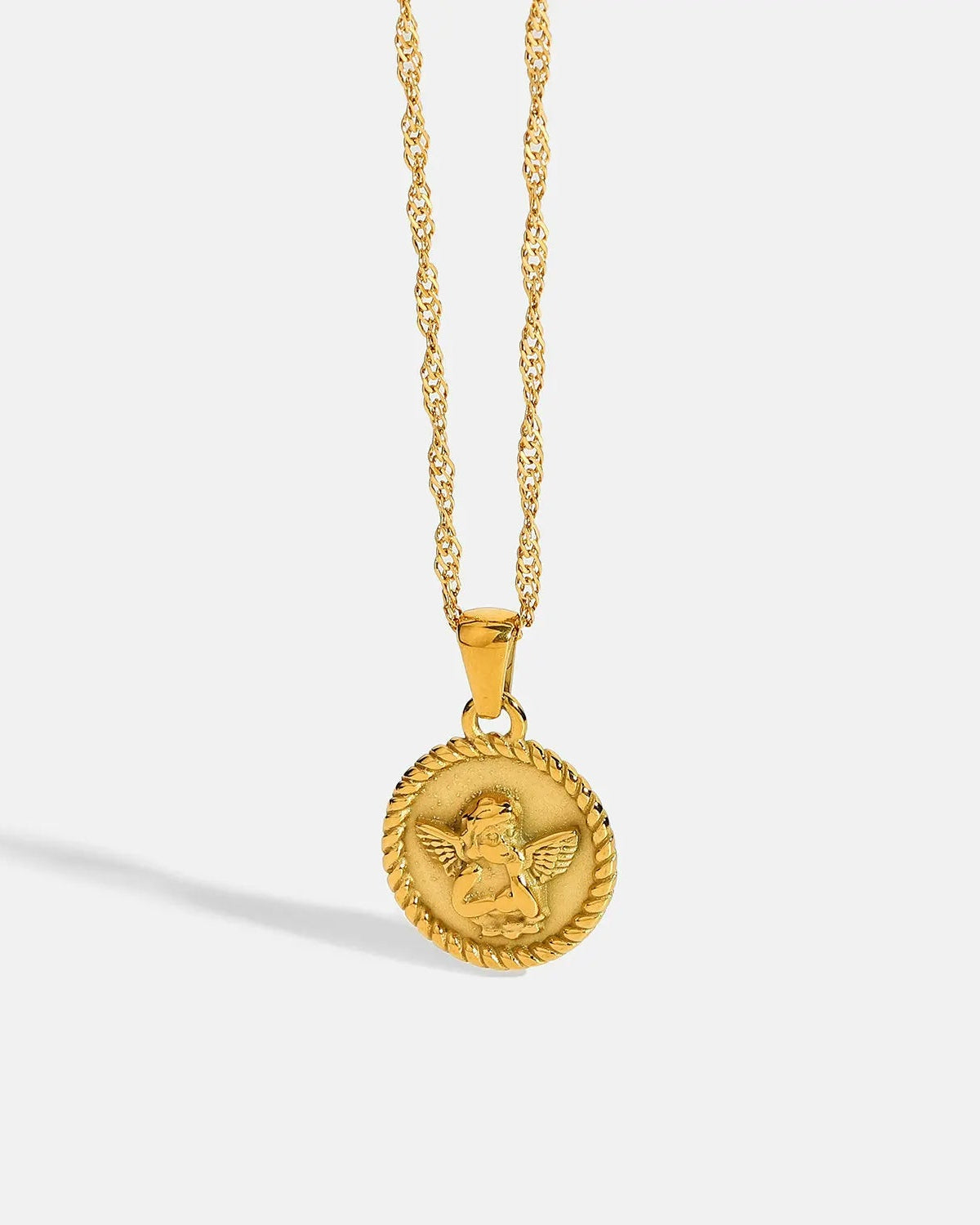 Collana con medaglia Angelo Custode (placcata in oro 18 carati)