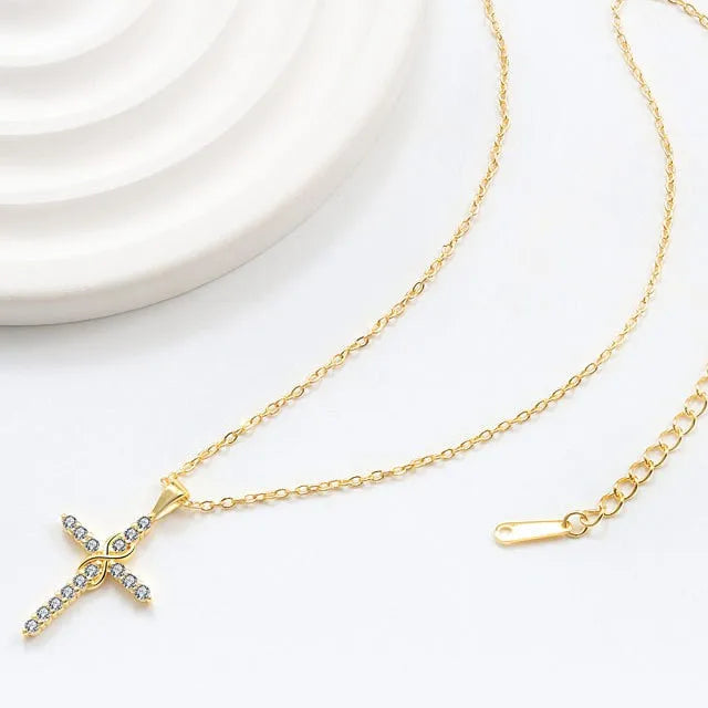 Collana Fede Infinita con Croce (Placcata in Oro)