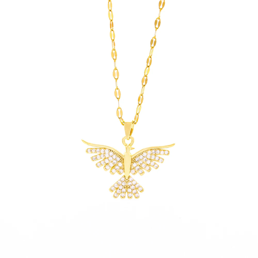Collana Spirito Santo con zirconi incastonati (Placcata in oro 18 carati)
