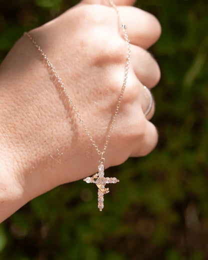 Collana con Croce e Corona di Cristo (Placato in Oro)