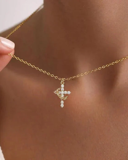 Collana con Croce e Corona di Cristo (Placato in Oro)