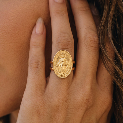 Anello Medaglia Miracolosa (Placcato in Oro)