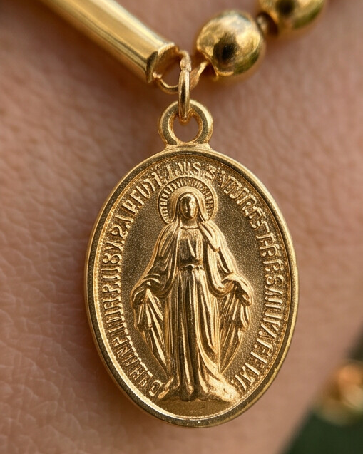 Bracciale Croce Con Medaglia Miracolosa (Placcato In Oro)