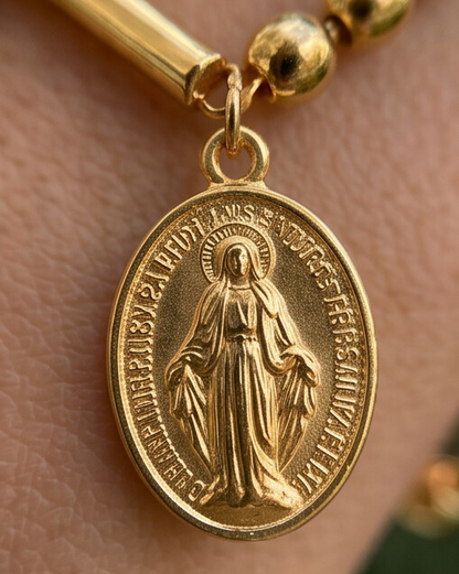 Bracciale Croce Con Medaglia Miracolosa (Placcato In Oro)