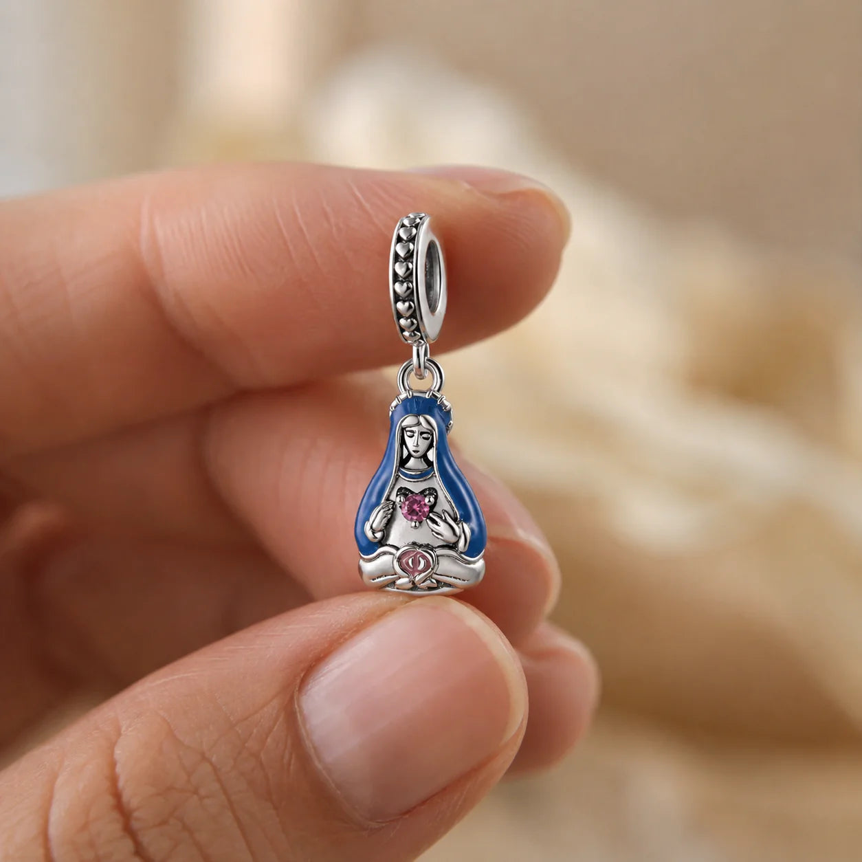 Charm Cuore Immacolato di Maria (Argento 925)
