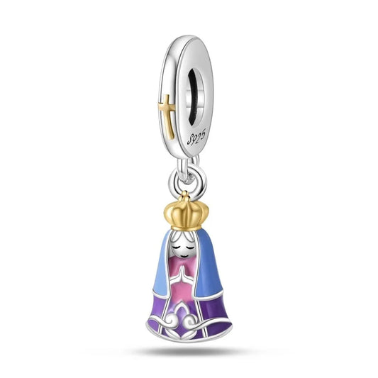 Charm Madonna dal Manto Rosa (Argento 925)