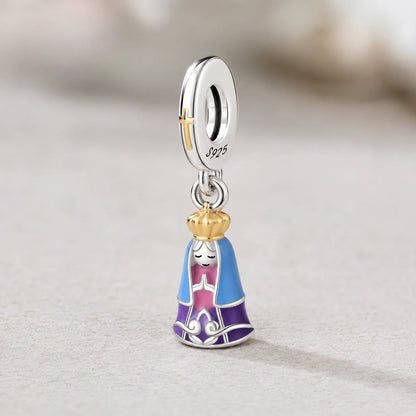 Charm Madonna dal Manto Rosa (Argento 925)