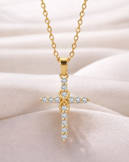 Collana Fede Infinita con Croce (Placcata in Oro)