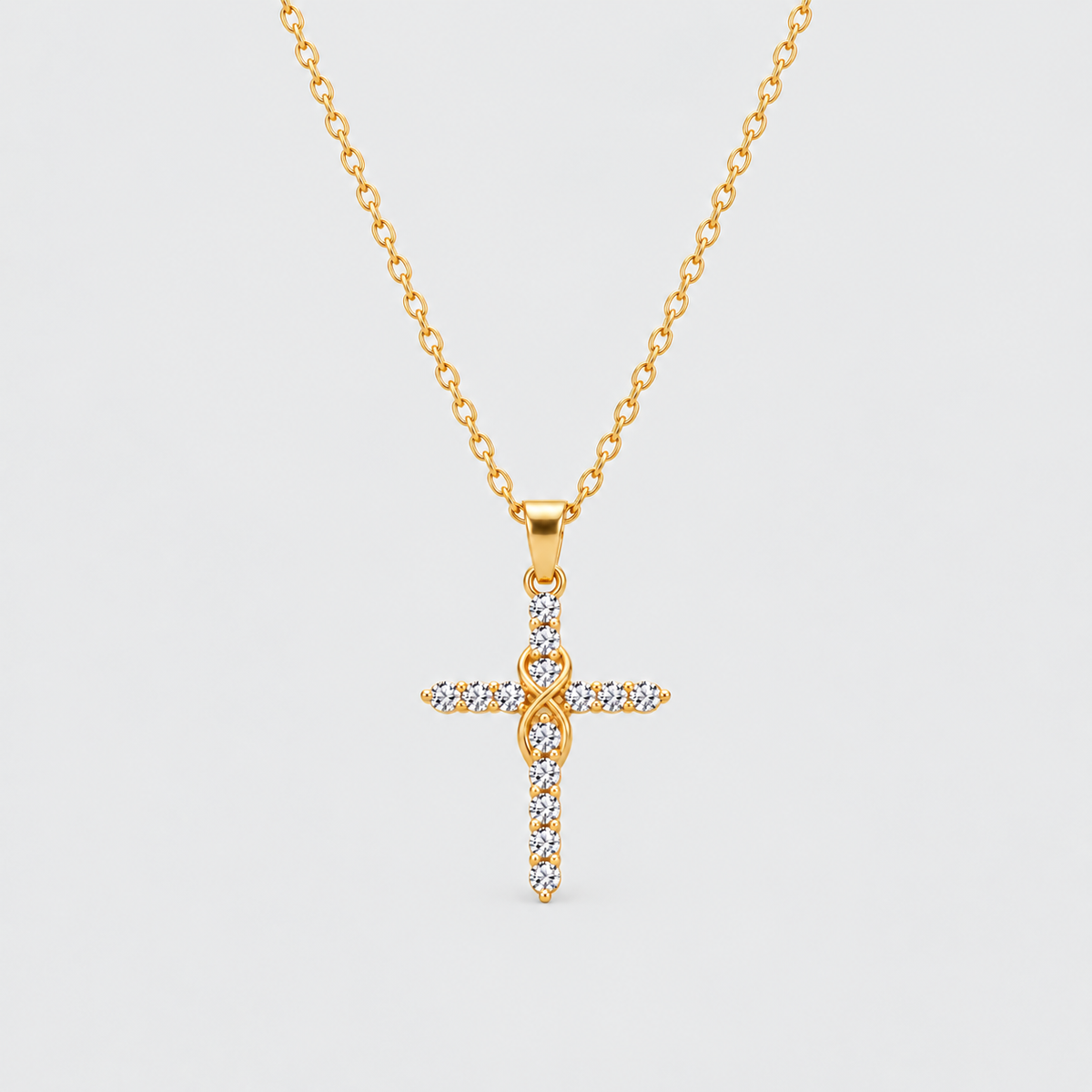 Collana Fede Infinita con Croce (Placcata in Oro)
