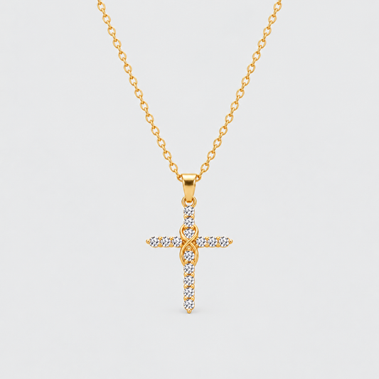 Collana Fede Infinita con Croce (Placcata in Oro)