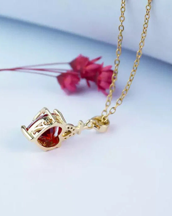 Philip Jones Collana Con Ciondolo A Cuore Placcato Oro, Cristalli Zircondia Bianchi, Catena 43 Cm, Ipoallergenica