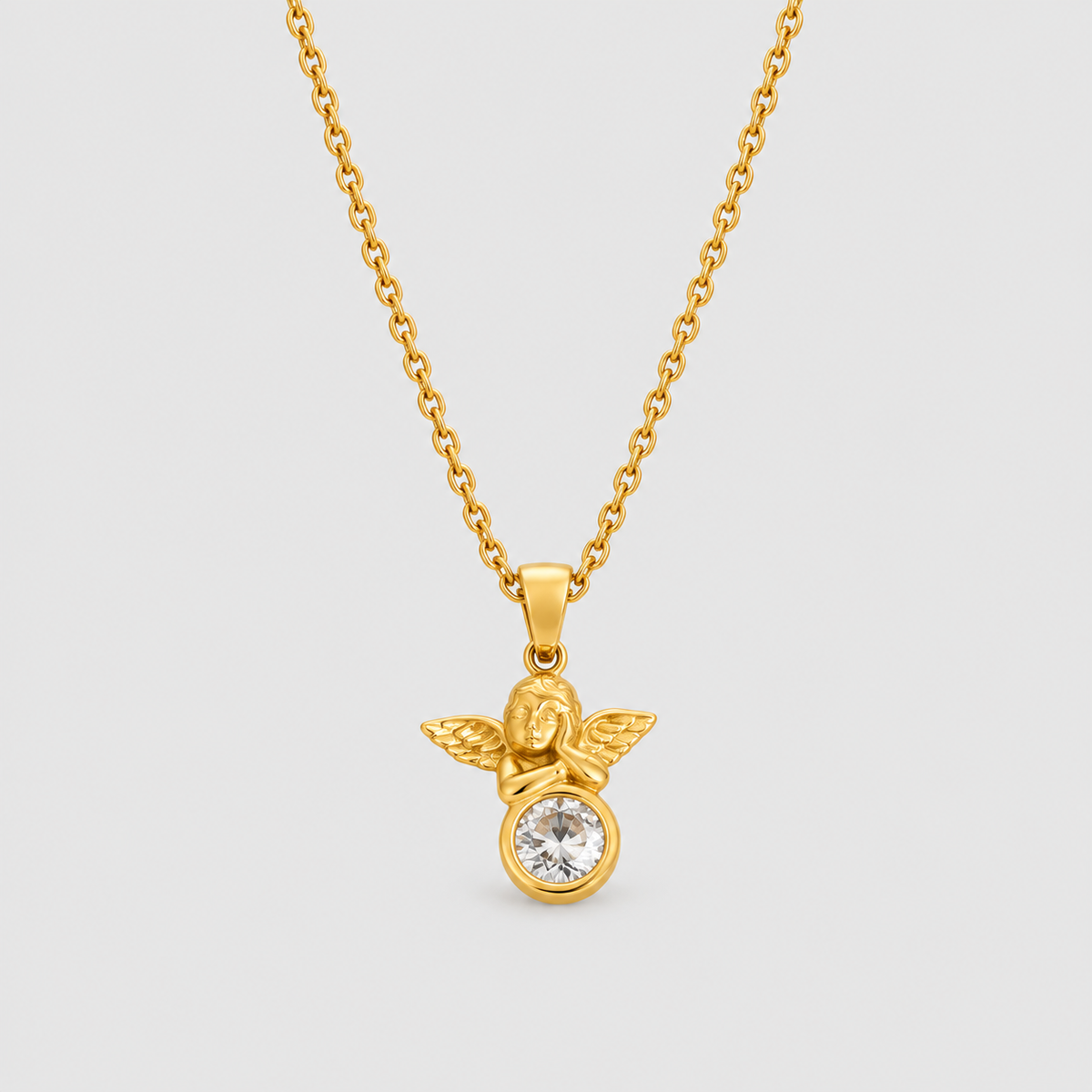 Collana con Ciondolo Angelo con Zirconia (Placcata in Oro)