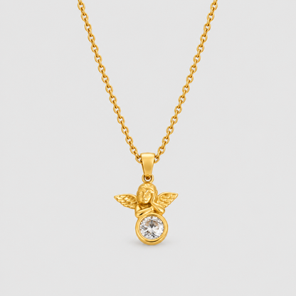 Collana con Ciondolo Angelo con Zirconia (Placcata in Oro)