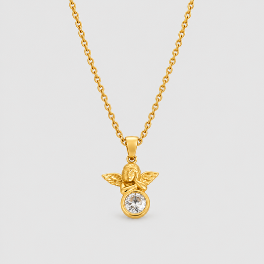 Collana con Ciondolo Angelo con Zirconia (Placcata in Oro)