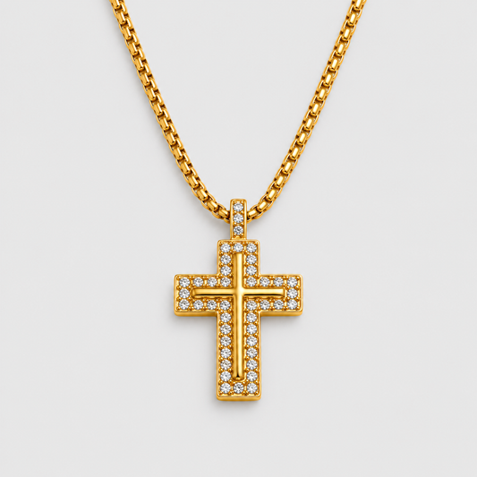 Collana con Croce Tempestata di Zirconi (Placcata in Oro)