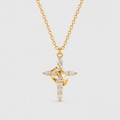 Collana con Croce e Corona di Cristo (Placcato in Oro)