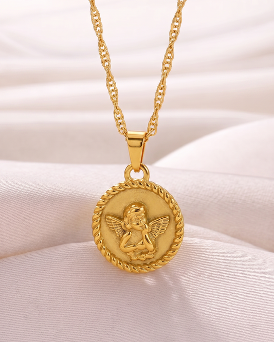 Collana con medaglia Angelo Custode (placcata in oro 18 carati)
