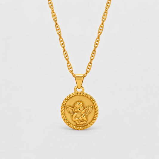 Collana con medaglia Angelo Custode (placcata in oro 18 carati)