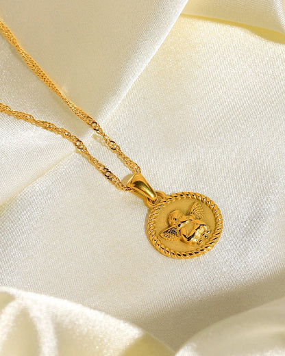 Collana con medaglia Angelo Custode (placcata in oro 18 carati)