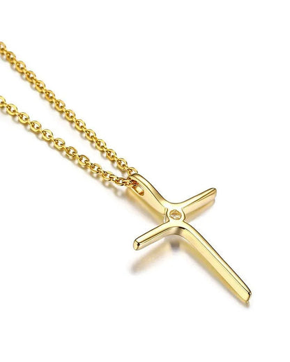 Collana minimalista con croce e zirconia centrale (placcata in oro 18 carati)