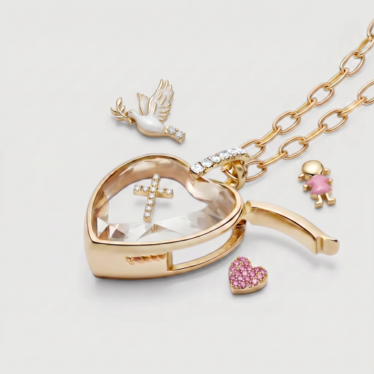 LOCKET CUORE DIVINO CON CRISTALLO (PLACCATO IN ORO)