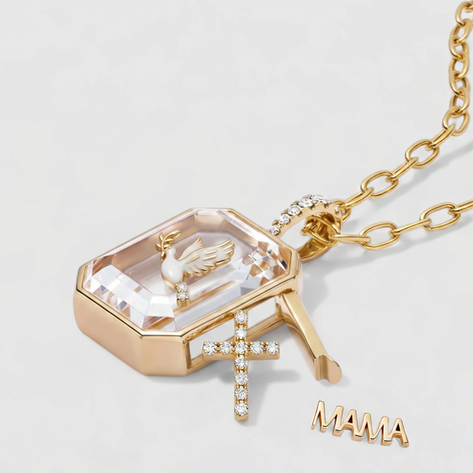 LOCKET LUCE DIVINA CON CRISTALLO (PLACCATO IN ORO)