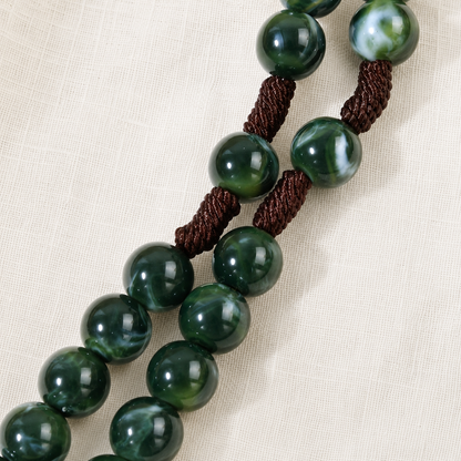 Rosario Verde Smeraldo Madonna Crocifisso in Bronzo Anticato
