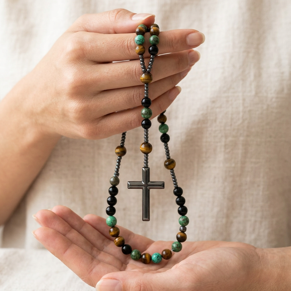 Rosario con Pietra Turchese e Occhio di Tigre