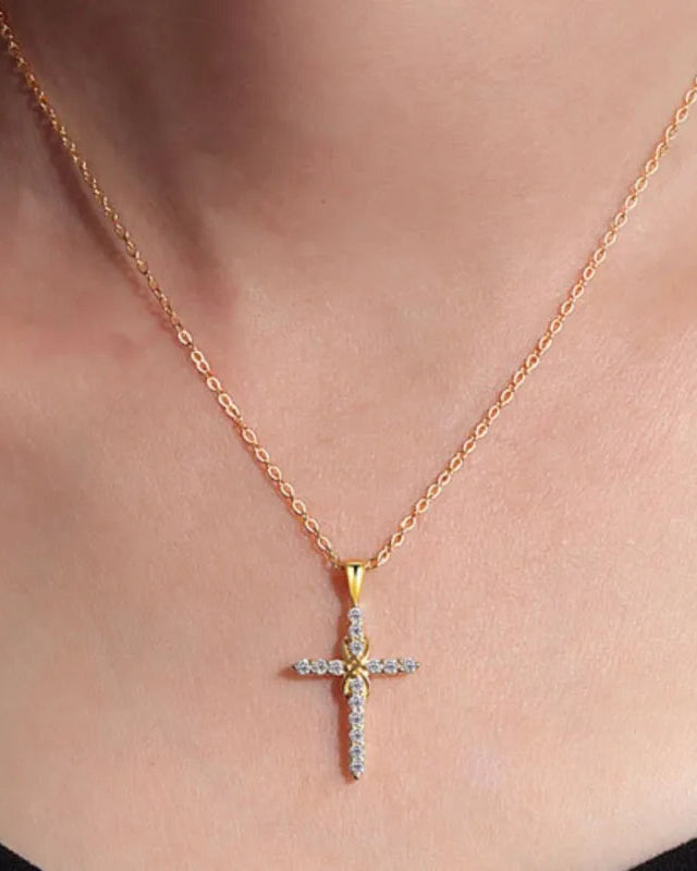 Collana Fede Infinita con Croce (Placcata in Oro)