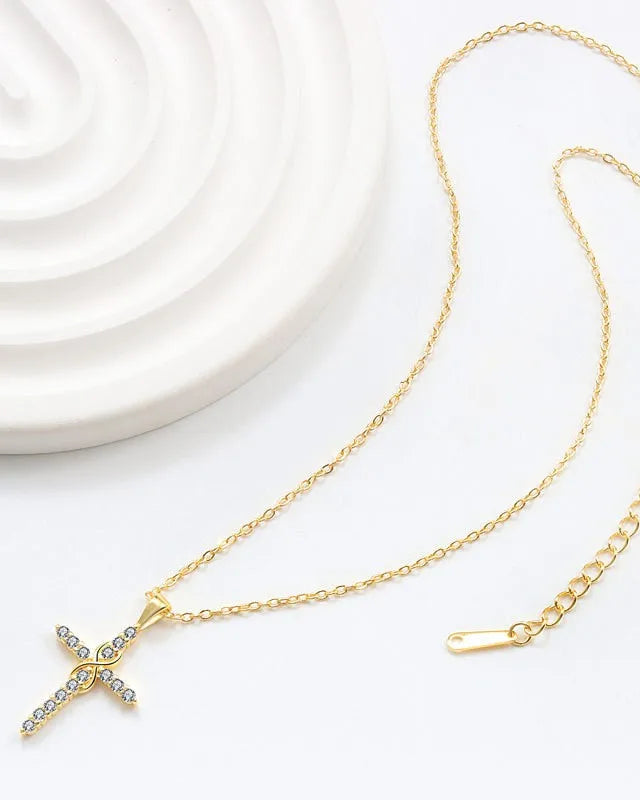 Collana Fede Infinita con Croce (Placcata in Oro)