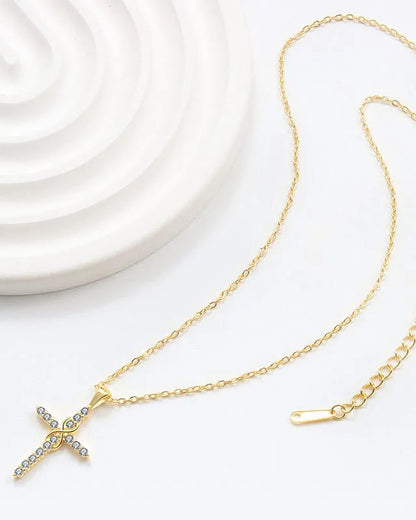 Collana Fede Infinita con Croce (Placcata in Oro)