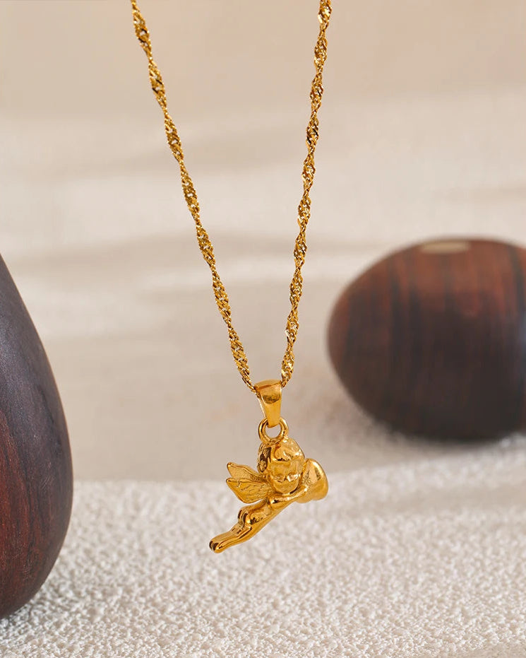 Collana Angelo Messaggero dell'Amore Divino (Placcato in Oro)