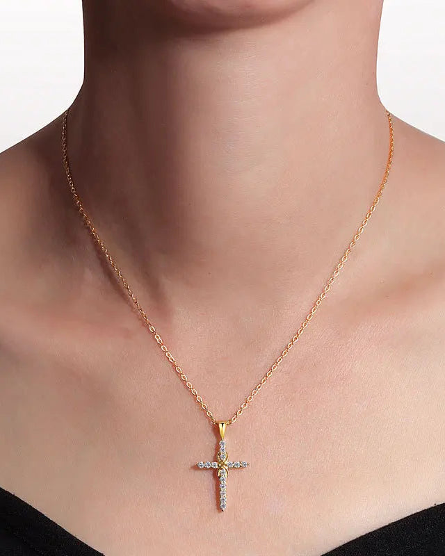 Collana Fede Infinita con Croce (Placcata in Oro)