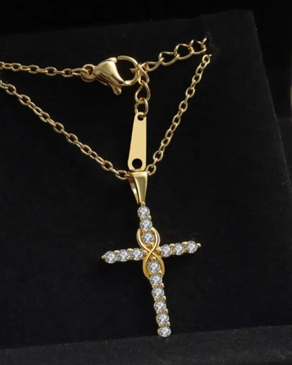 Collana Fede Infinita con Croce (Placcata in Oro)