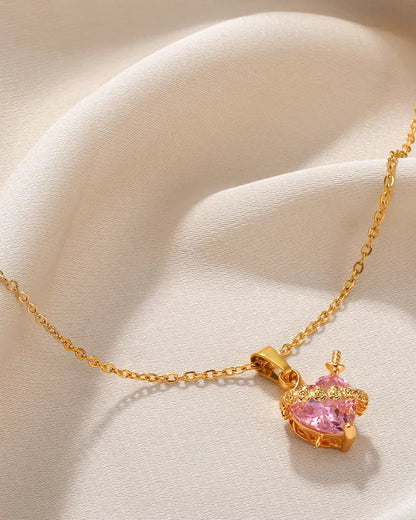 Collana Sacro Cuore di Gesù con zirconi (Placcata in Oro)