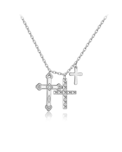 Collana con Tre Ciondoli a Forma di Croce (Placcata in Oro)