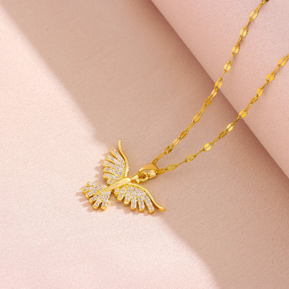 Collana Spirito Santo con zirconi incastonati (Placcata in oro 18 carati)