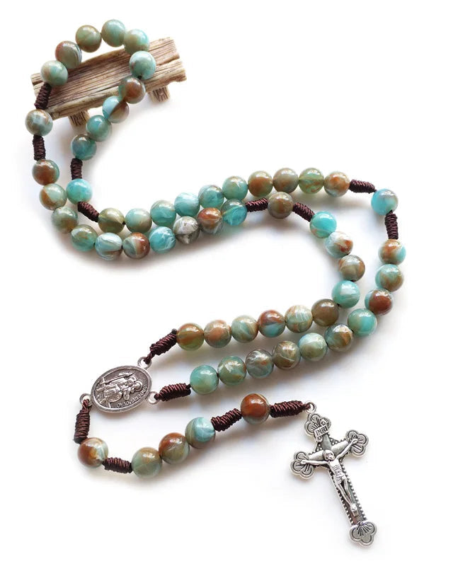 Rosario con Pietre Verdi e Crocifisso Argentato