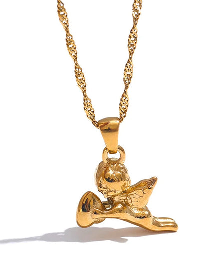 Collana Angelo Messaggero dell'Amore Divino (Placcato in Oro)