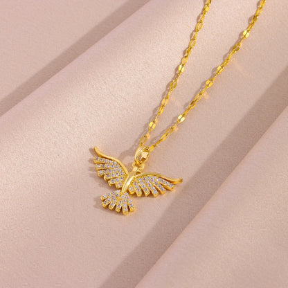 Collana Spirito Santo con zirconi incastonati (Placcata in oro 18 carati)
