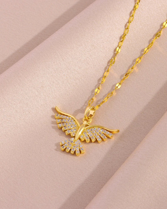Collana Spirito Santo con zirconi incastonati (Placcata in oro 18 carati)