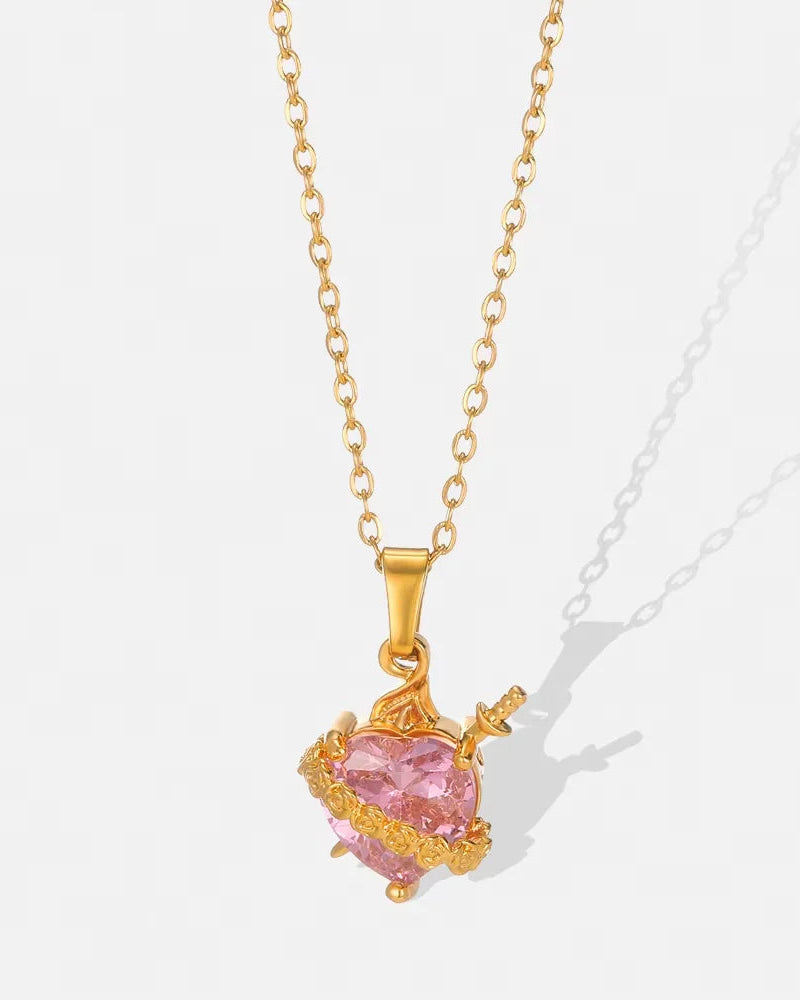 Collana Sacro Cuore di Gesù con zirconi (Placcata in Oro)