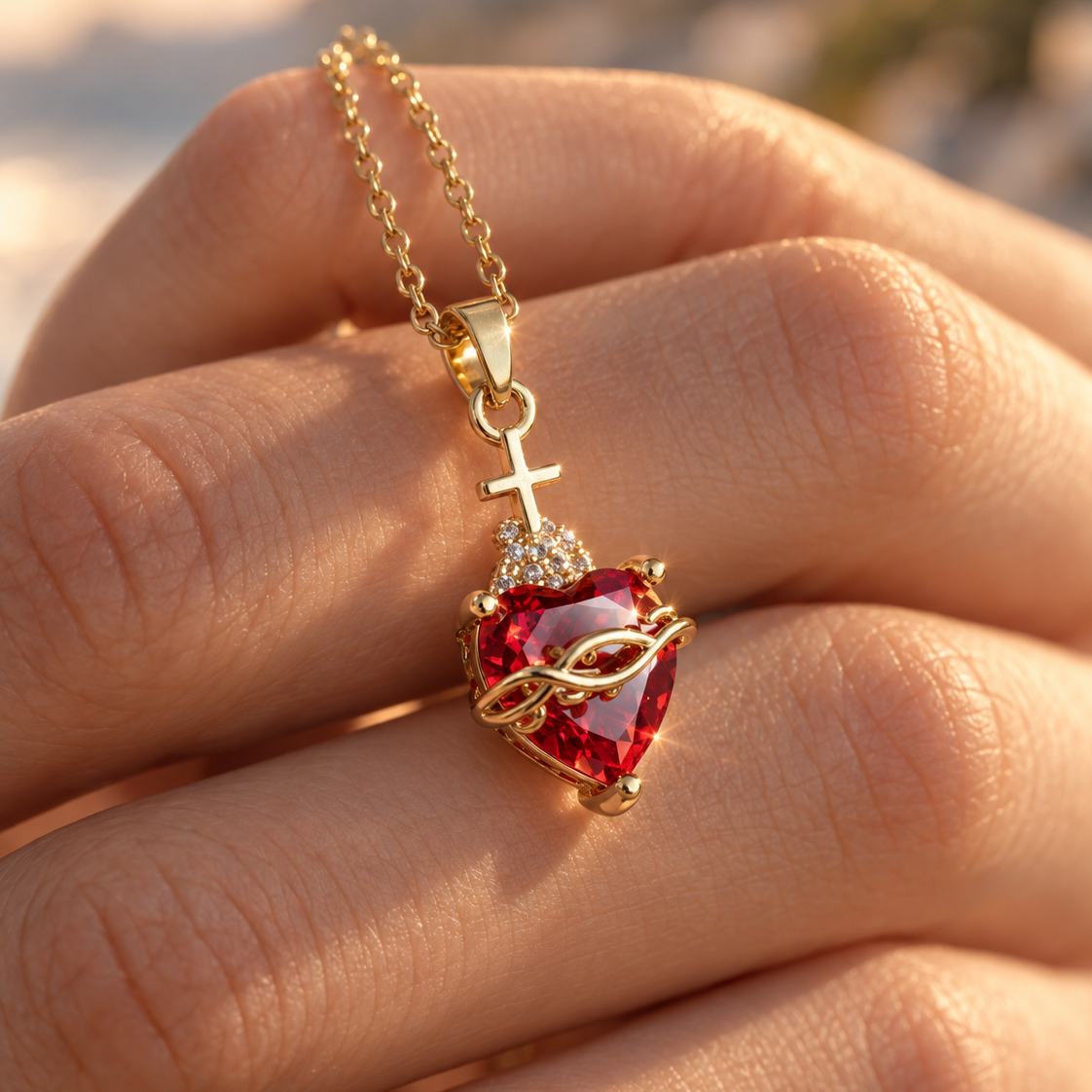 Collana Sacro Cuore di Gesù (Placcato in Oro)