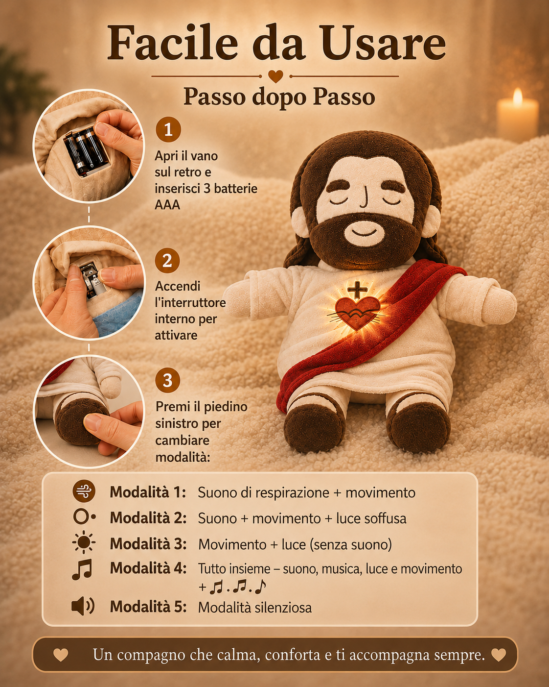 Piccolo Salvatore - Peluche con Luce e Respirazione
